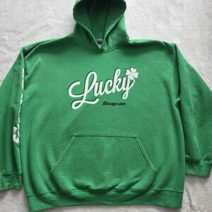 Snap On Lucky Hoodie Sweatshirt Green Shamrock St. Patrick's Day Irish XL